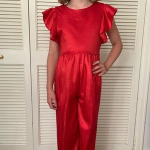 Girls shimmer red jumpsuit size 12 Rare Edition.